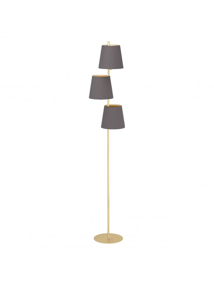 Well Liked Modern Floor Lamp In Dove Gray And Gold Fabric 3 Lights Gl0028 Regarding 3 Piece Set Floor Lamps (View 11 of 15)