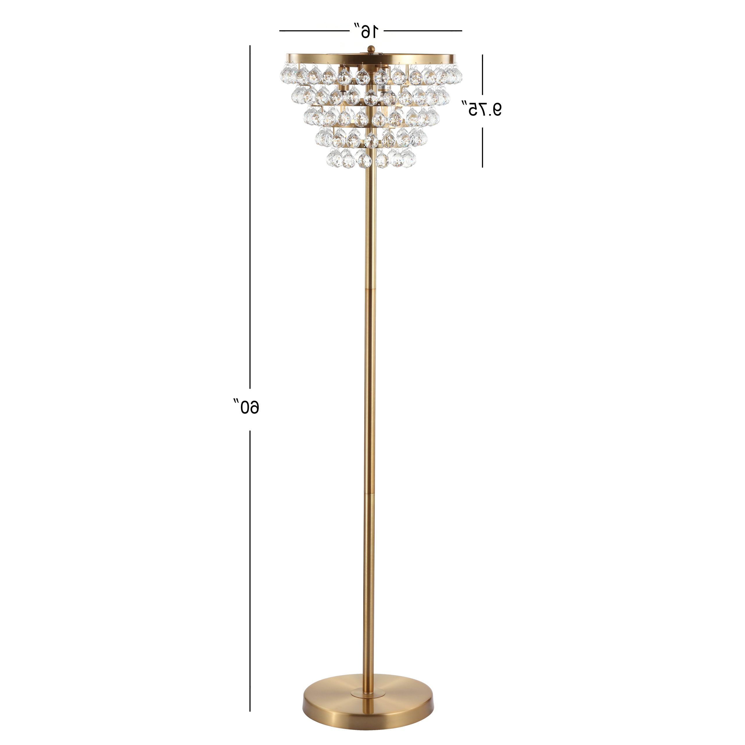 Well Liked Wide Crystal Floor Lamps Regarding Jemma 60" Crystal/metal Led Floor Lamp, Brass Gold / Clear – Walmart (View 8 of 15)
