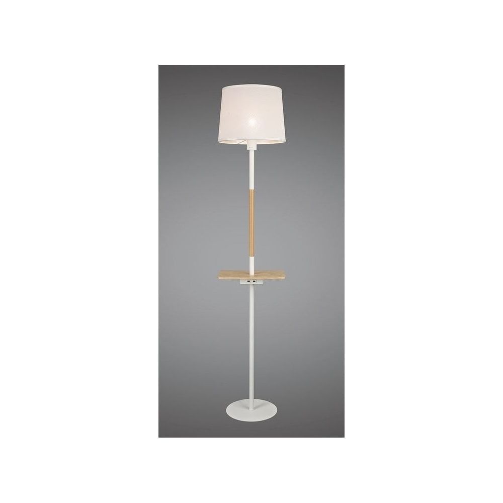 White And Beech Floor Lamp Usb Chargers (View 2 of 15)