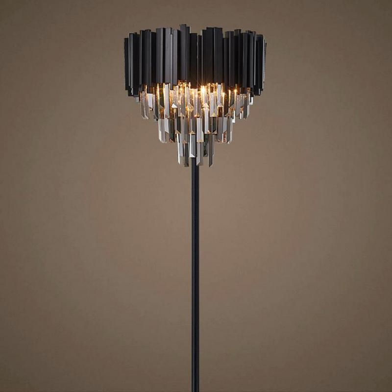 Wide Crystal Floor Lamps Throughout Most Recently Released Black Wedding Floor Light Hotel Lobby Large Crystal Floor Lamp Study Standing  Lamp For Dining Room Smoke Crystal Floor Lamps – Floor Lamps – Aliexpress (View 6 of 15)