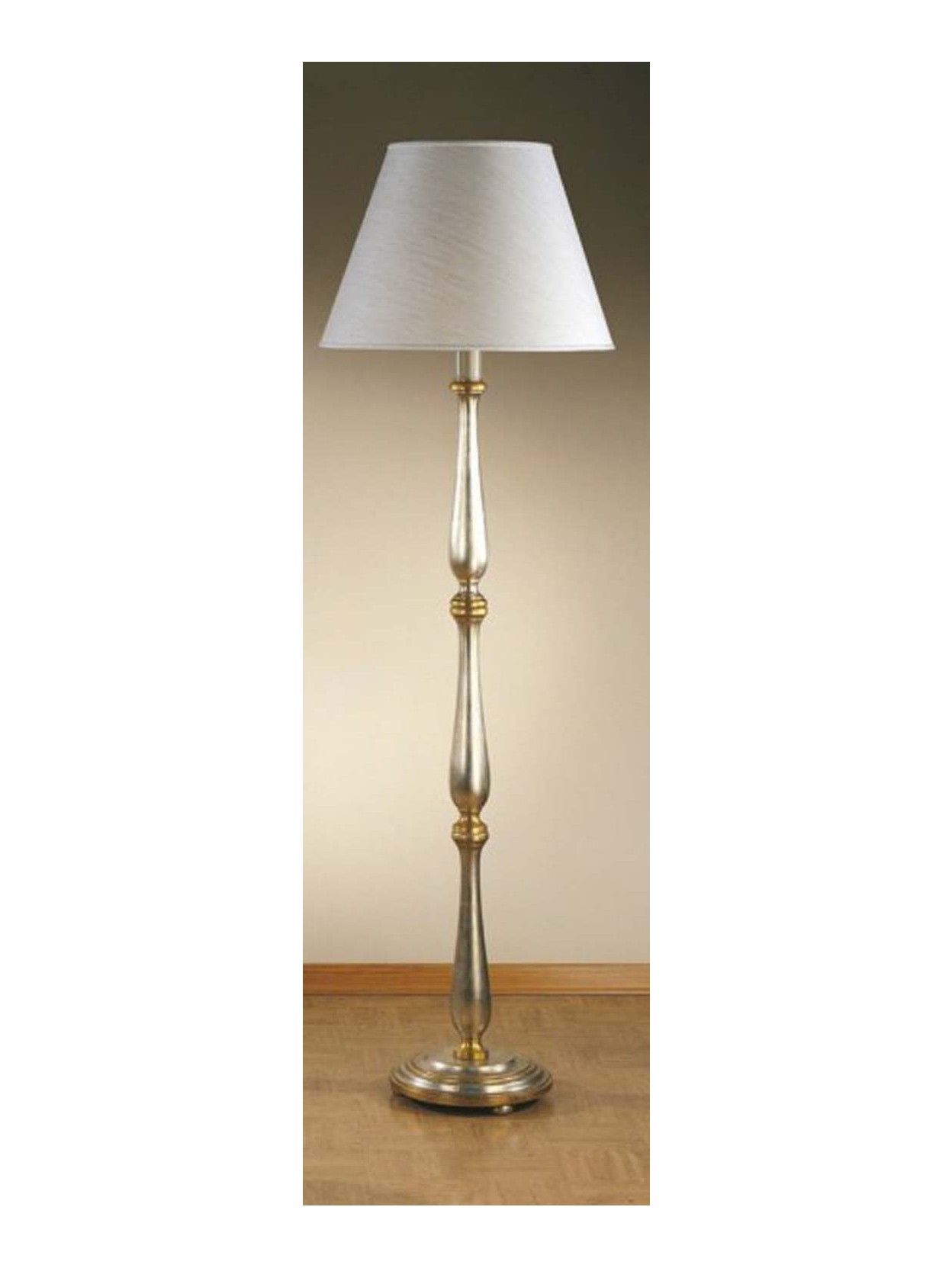 Widely Used Classic Floor Lamp In Silver Gold Leaf Wood 1 Esse 70 / T Light Regarding Silver Floor Lamps (View 7 of 15)
