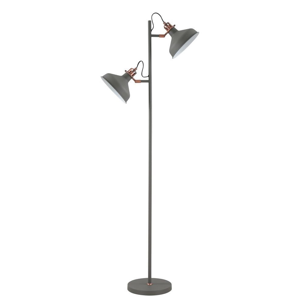 Widely Used Lumiere Modbury Twin Adjustable Floor Lamp In Textured Grey & Copper –  Fitting & Style From Dusk Lighting Uk Pertaining To Grey Textured Floor Lamps (View 3 of 15)