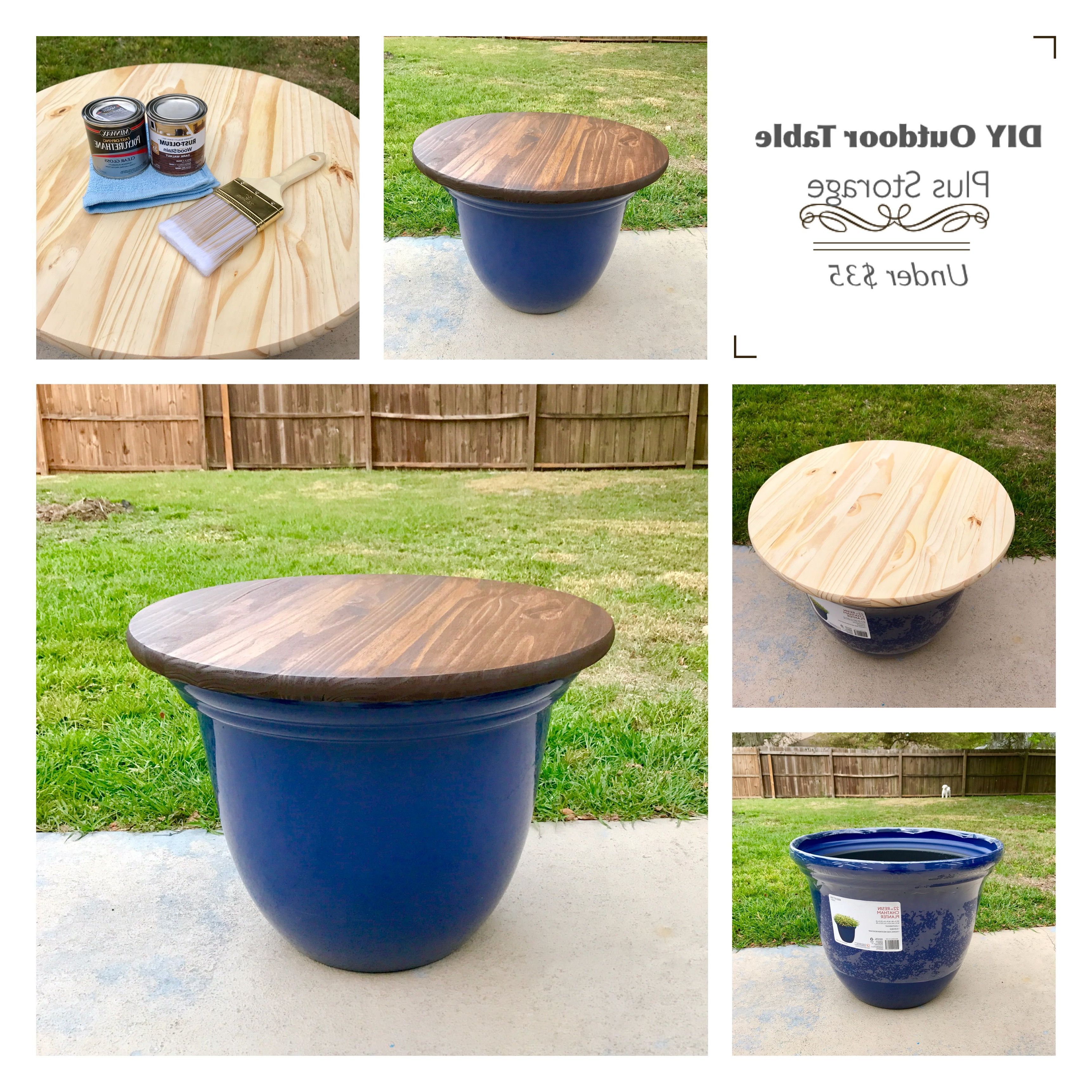 2019 Diy Outdoor Storage Table Plus Storage. The Flower Pot Was $15 And The  Tabletop Was $10, Both From The Home… (Photo 3 of 15)