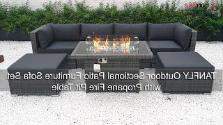 2019 Tanfly Outdoor Sectional Patio Furniture Sofa Set With Propane Fire Pit  Table – Youtube Throughout Fire Pit Table Wicker Sectional Sofa Set (View 9 of 15)