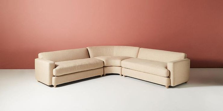3 Piece Curved Sectional Set Intended For Well Known Lauren Curved Beige Linen 3 Piece Sectional (Photo 10 of 15)