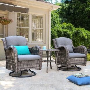 3 Piece Outdoor Boho Wicker Chat Set Pertaining To Popular 3 Piece Wicker Patio Set (View 13 of 15)