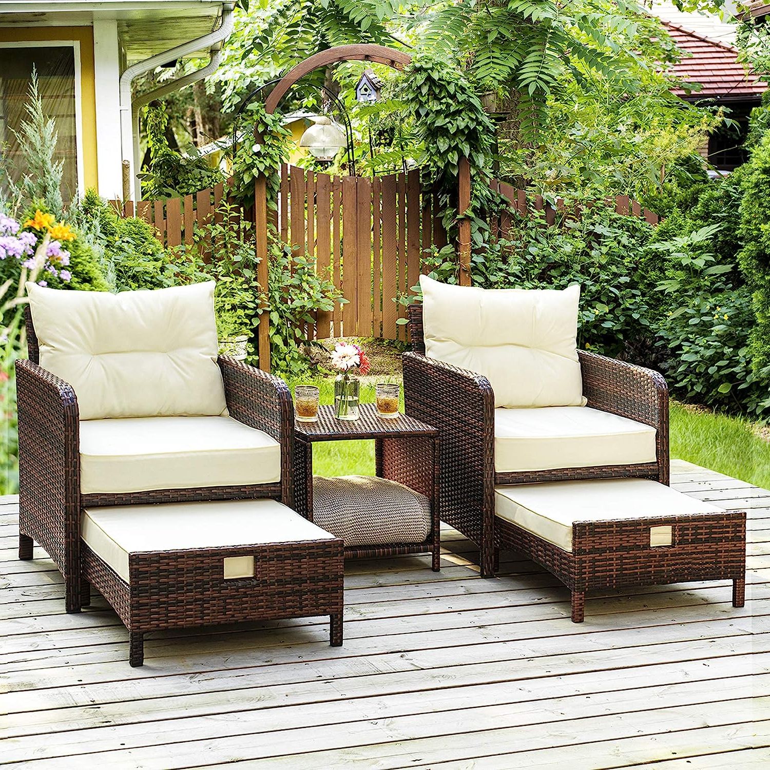 5 Piece Patio Furniture Set With Regard To Most Recent Pamapic 5 Pieces Wicker Patio Furniture Set Outdoor (Photo 3 of 15)
