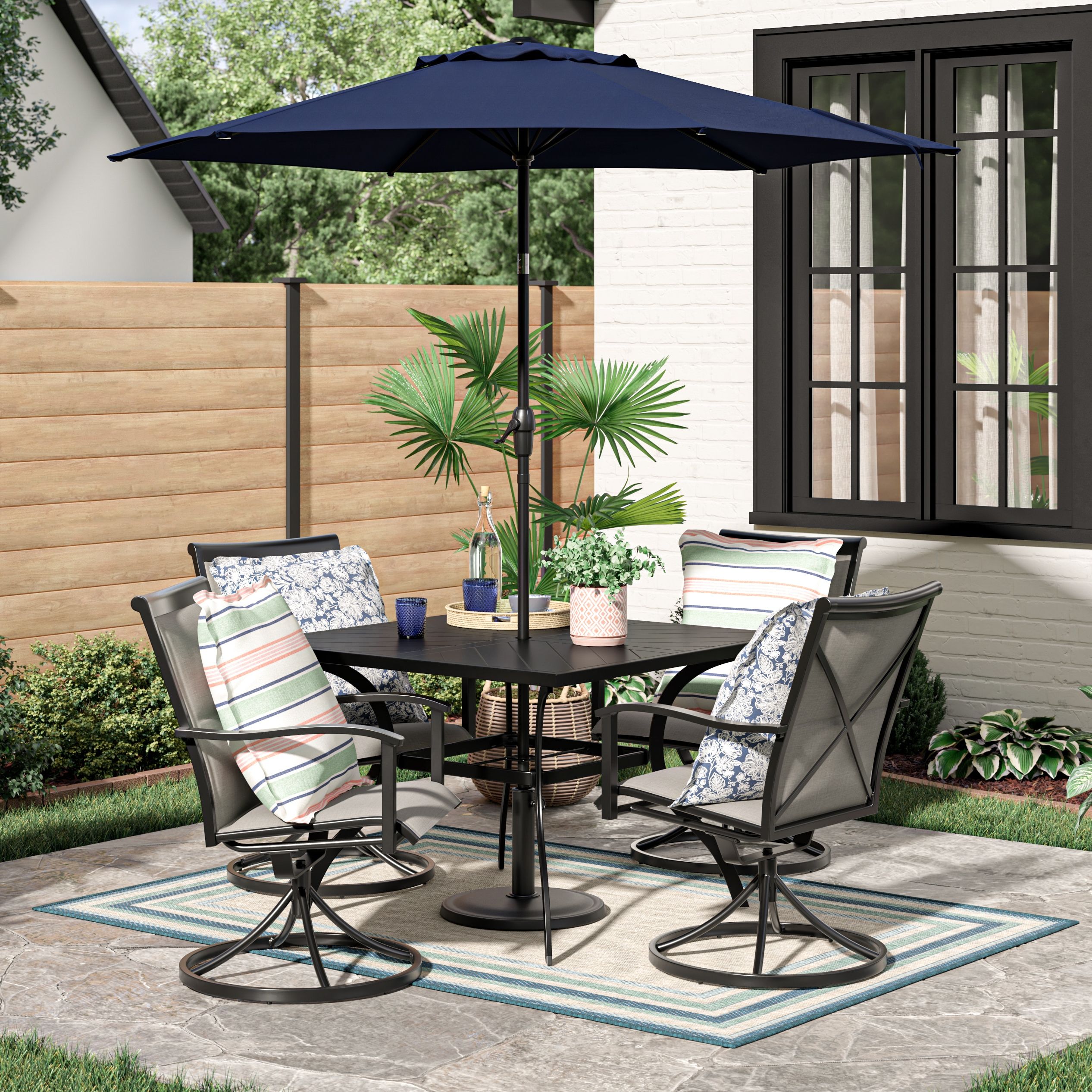 5 Piece Patio Furniture Set Within Most Up To Date Shop Style Selections Melrose 5 Piece Patio Dining Set At Lowes (Photo 13 of 15)