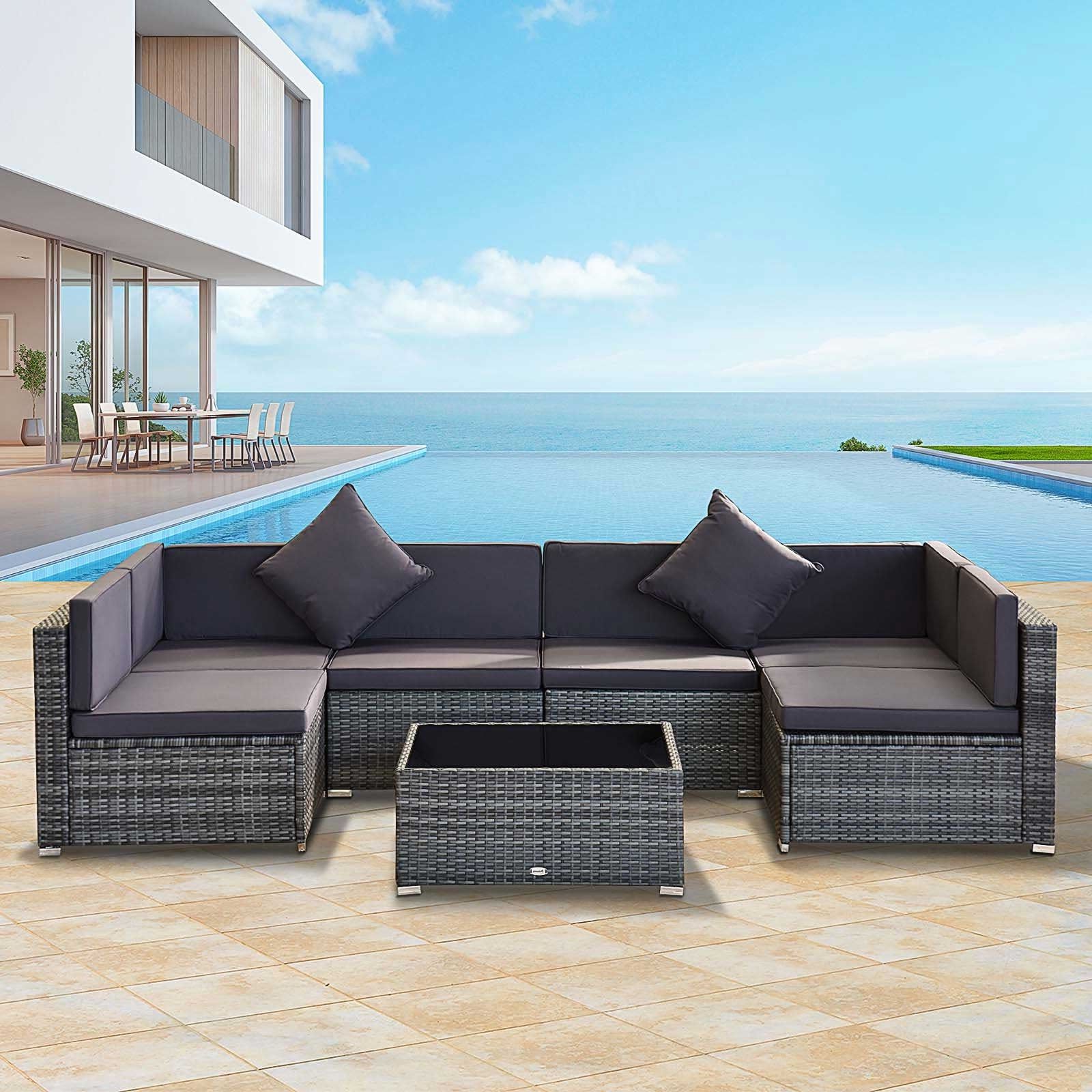 7 Piece Rattan Sectional Sofa Set With Regard To Well Known Siara 7 Piece Rattan Wicker Sectional Patio Sethavenside Home – On Sale  – –  (View 2 of 15)