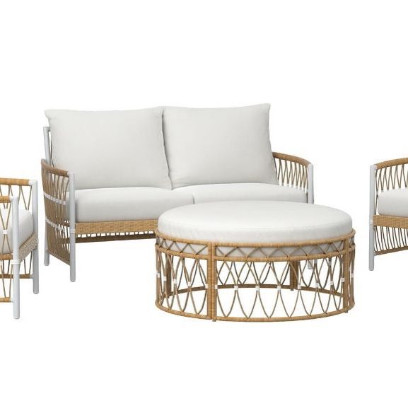 Better Homes & Gardens Lilah 4 Piece Outdoor Wicker Stationary Conversation  Set, Off White For Sale In Mesa, Az – Offerup Throughout Fashionable Outdoor Stationary Chat Set (View 15 of 15)