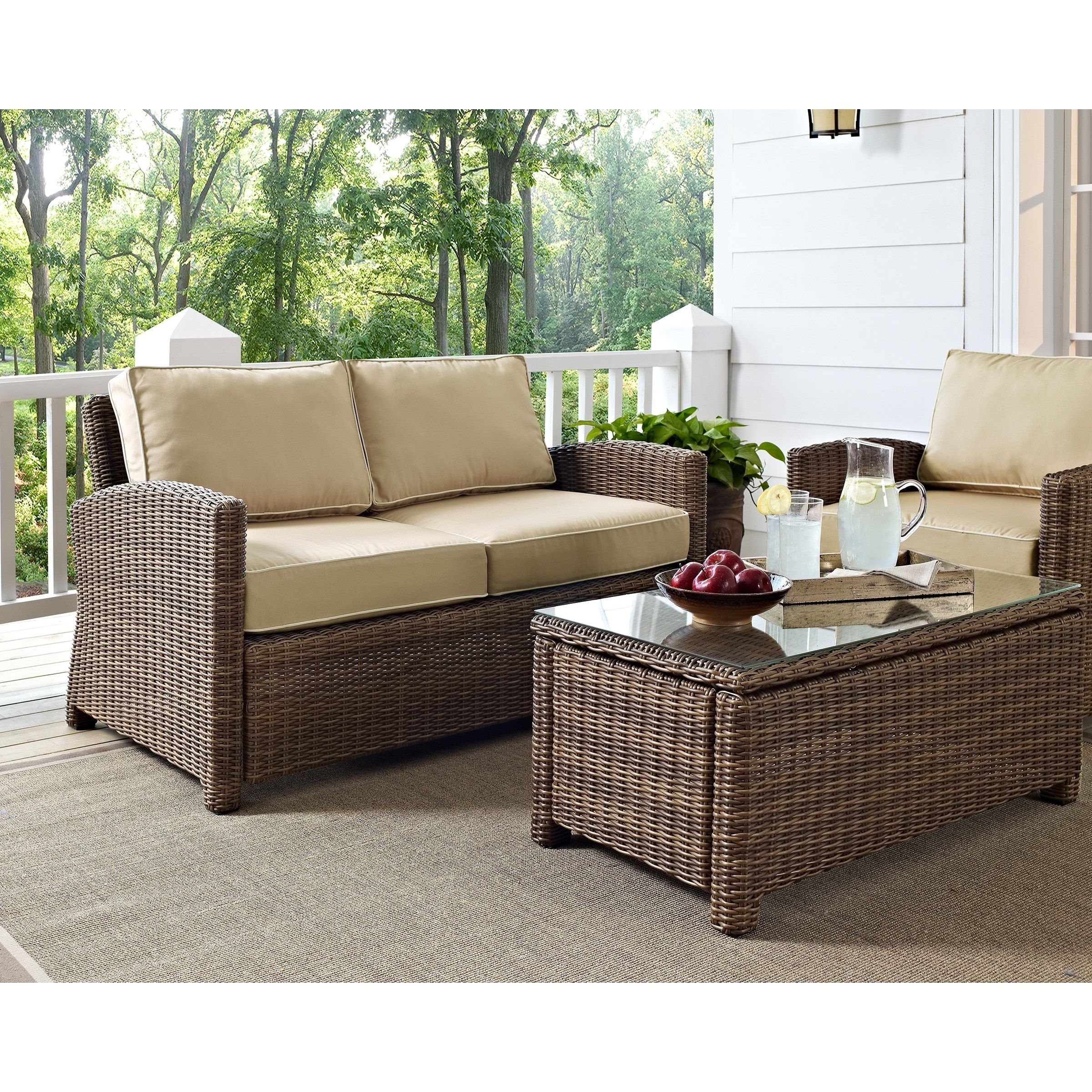 Bradenton Outdoor Wicker Loveseat With Sand Cushions – On Sale – – 14790658 For 2020 Outdoor Sand Cushions Loveseats (View 2 of 15)