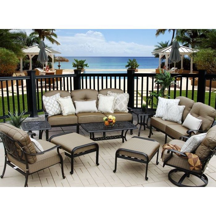 Current Elisabeth Outdoor Patio 9pc Deep Seating Set – Includes (2) Ottomans, (2)  End Tables, (1) Sofa, (1) Loveseat, (1) Club Chair, (1) Swivel Rocker Club,  (1) Coffee Table, Seat & Back Cushions, Throw Pillows Sold Separate For Cushioned Chair Loveseat Tables (View 11 of 15)