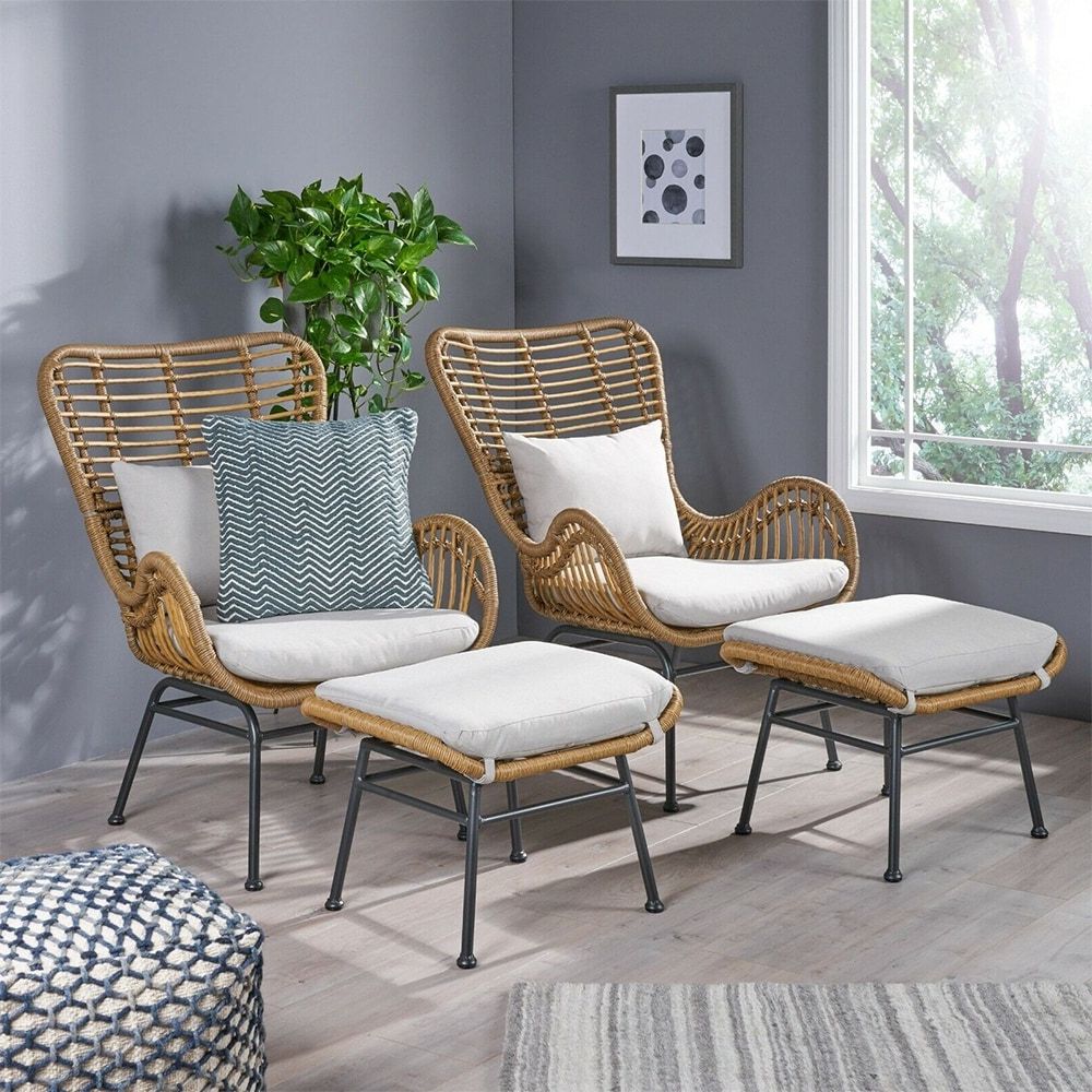 Famous Brown Wicker Chairs With Ottoman With Rattan Ottomans – Overstock (View 8 of 15)