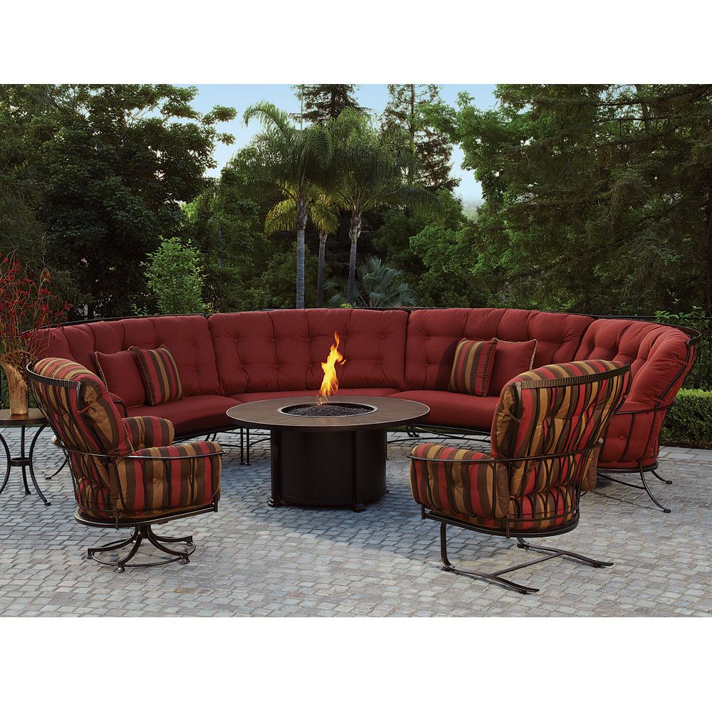 Fire Pit Table Wicker Sectional Sofa Set With Preferred Ow Lee Monterra Curved Outdoor Sectional Set With Fire Pit Table (View 15 of 15)