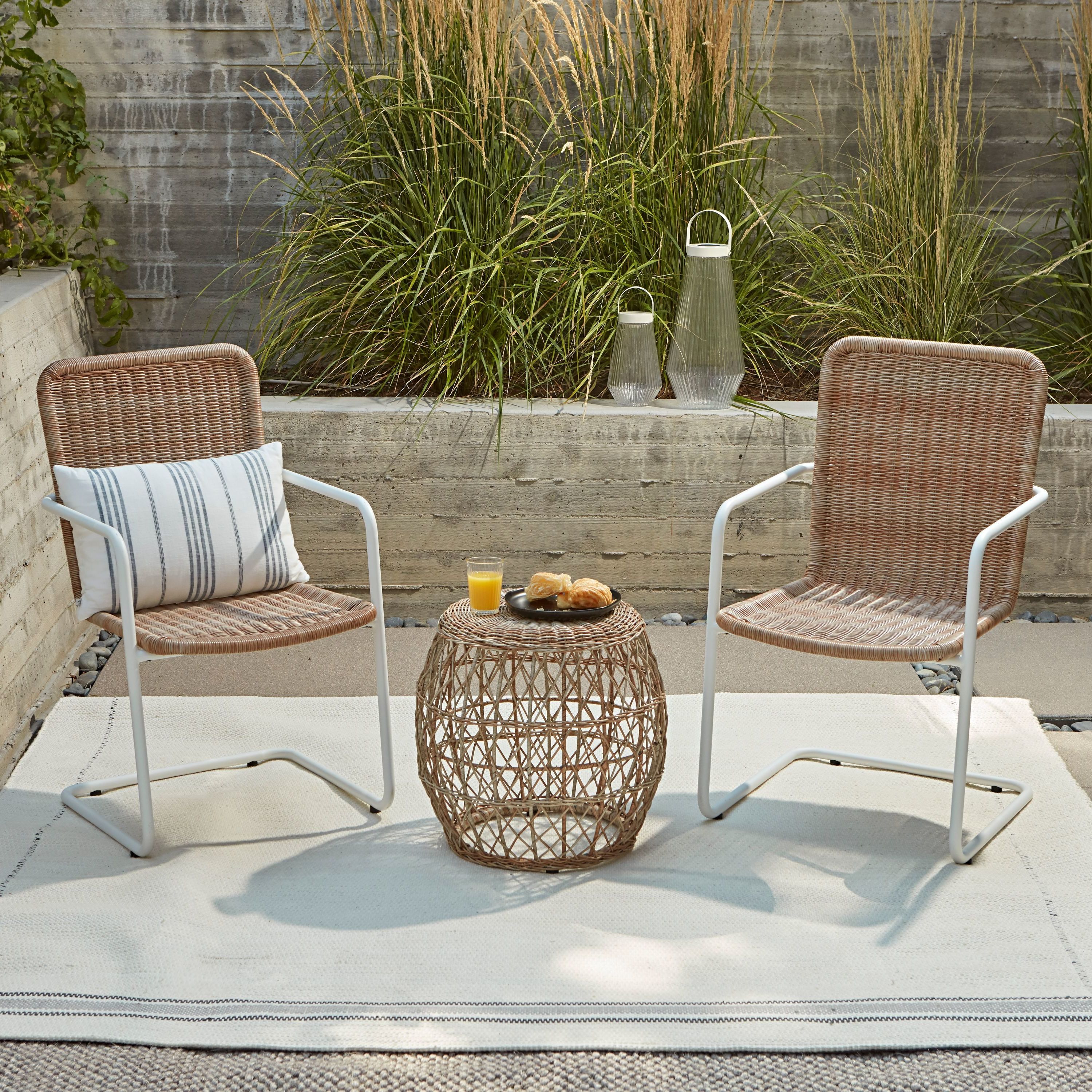 Haven Way Bar Harbor 3 Piece Wicker Patio Conversation Set In The Patio  Conversation Sets Department At Lowes Within Most Recently Released 3 Piece Outdoor Boho Wicker Chat Set (Photo 9 of 15)