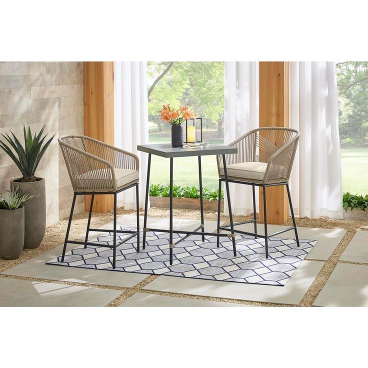 Most Recent Hampton Bay Haymont 3 Piece Steel Wicker Outdoor Bistro Set With Beige  Cushions Frs80968h St – The Home Depot (View 10 of 15)