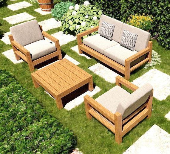 Newest Diy Outdoor Furniture Sofa Set Plans Patio Bench Plans – Etsy Italia Inside Outdoor Terrace Bench Wood Furniture Set (View 6 of 15)
