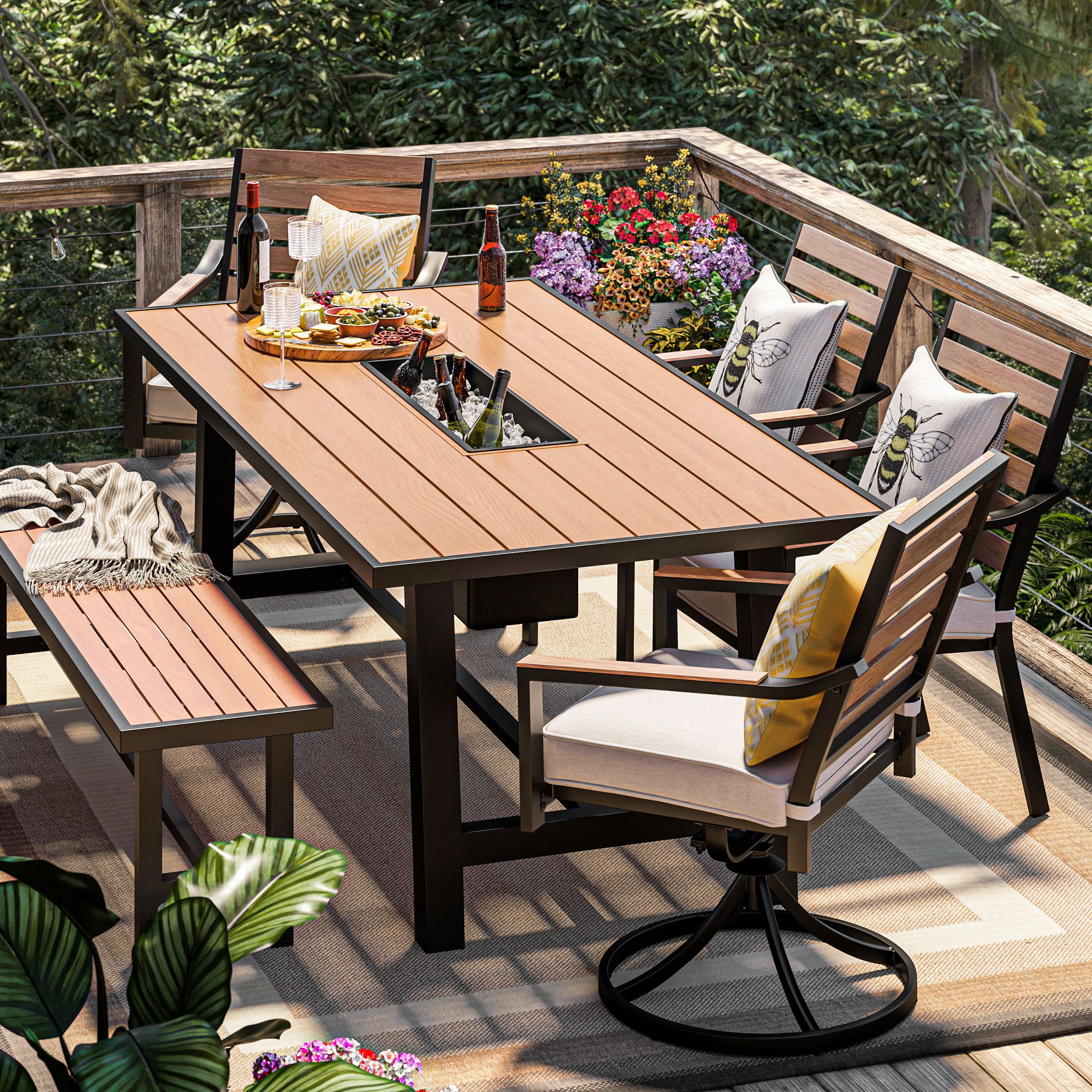 Featured Photo of Top 15 of Oaks Table Set with Patio Cover