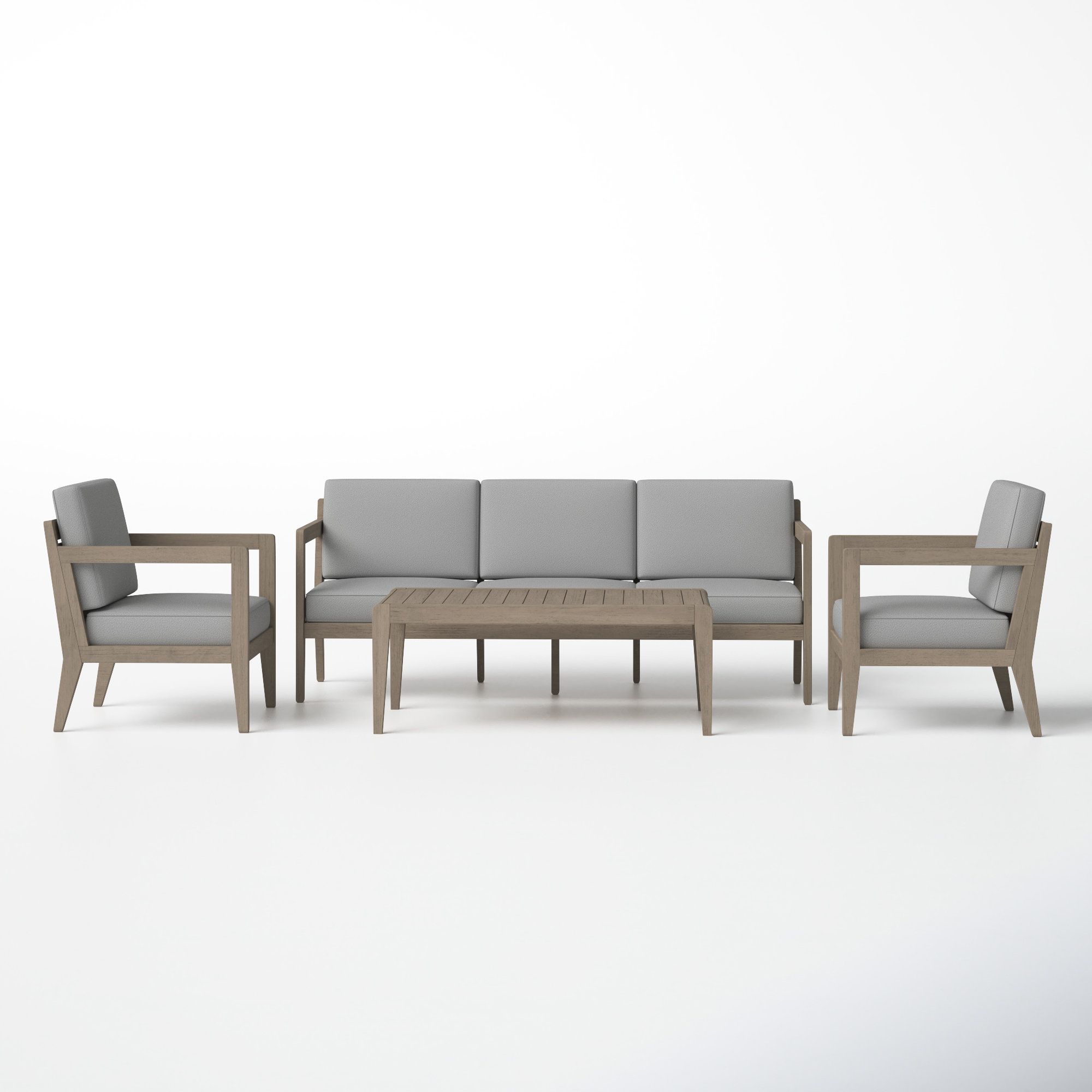 Ojai 4 Piece Outdoor Set, With Sofa, Coffee Table, And 2 Lounge Chairs &  Reviews (View 9 of 15)