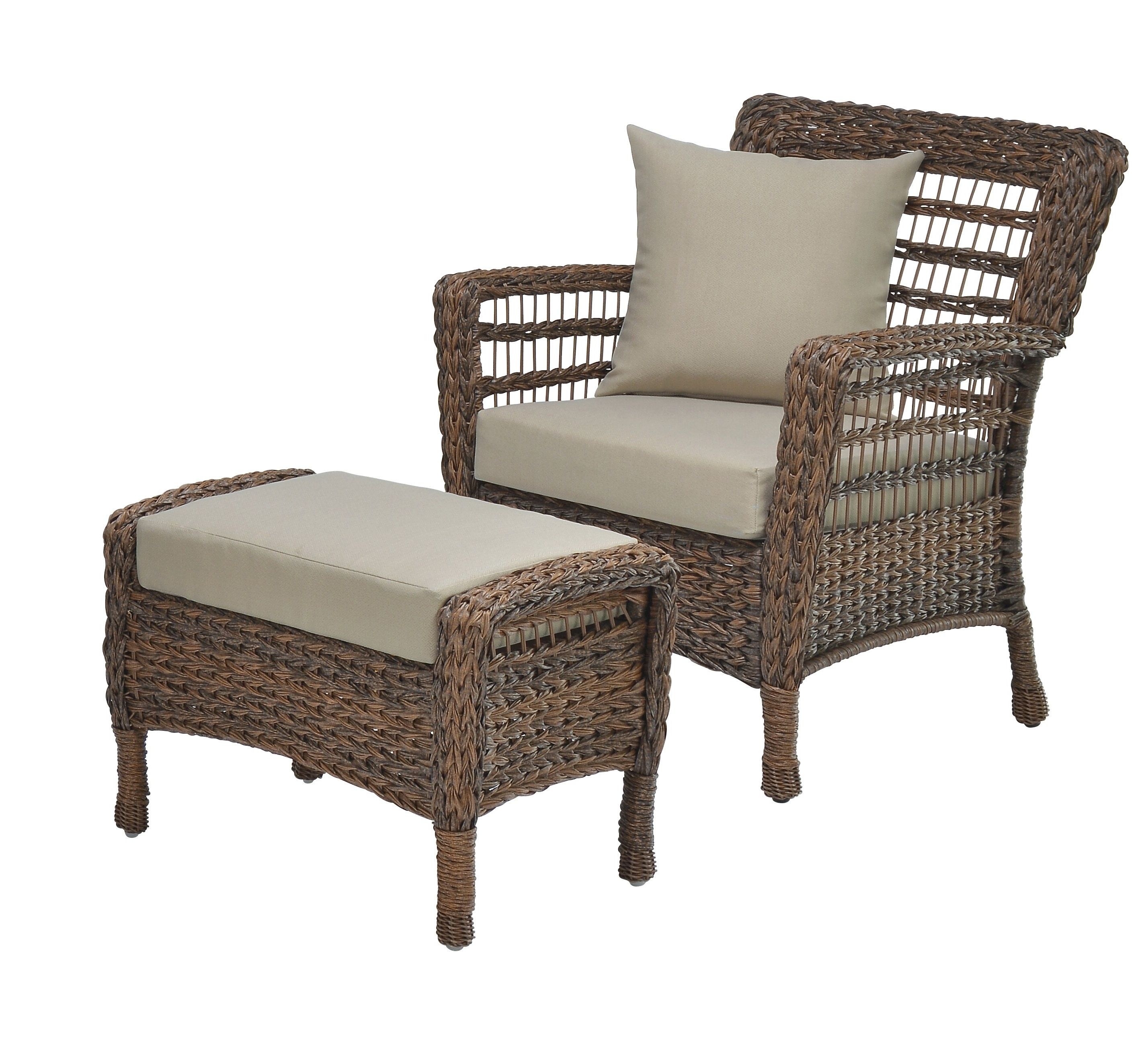 Outdoor Chairs With Ottoman – Visualhunt For Well Known Brown Wicker Chairs With Ottoman (View 15 of 15)