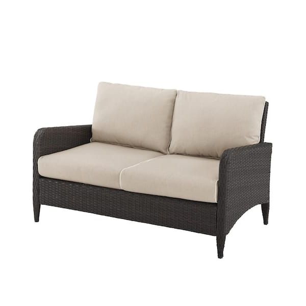 Outdoor Sand Cushions Loveseats Intended For Popular Crosley Furniture Kiawah Wicker Outdoor Loveseat With Sand Cushions  Ko70065br Sa – The Home Depot (View 15 of 15)