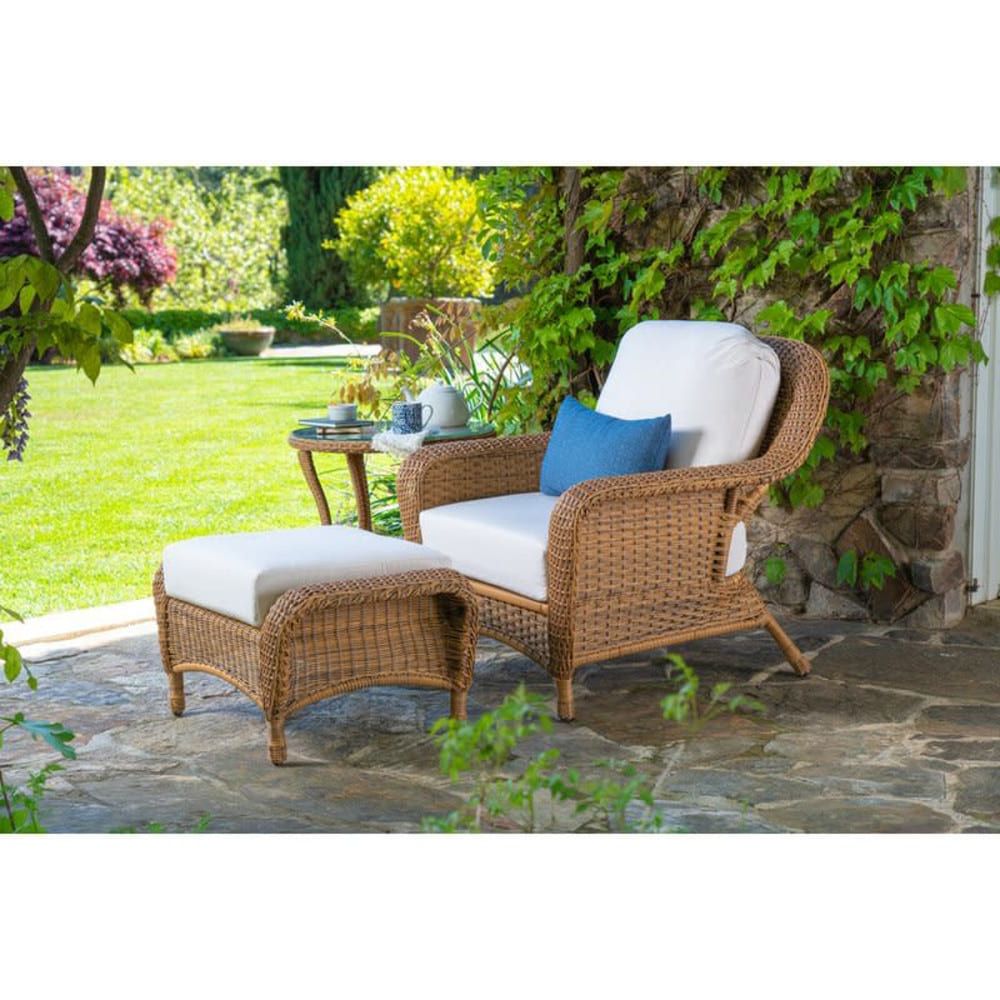 Outdoor Stationary Chat Set Throughout Recent Tortuga Outdoor Sea Pines Wicker Mojave Frame Stationary Conversation  Chair(s) With Off White Sunbrella Cushioned Seat In The Patio Chairs  Department At Lowes (View 7 of 15)