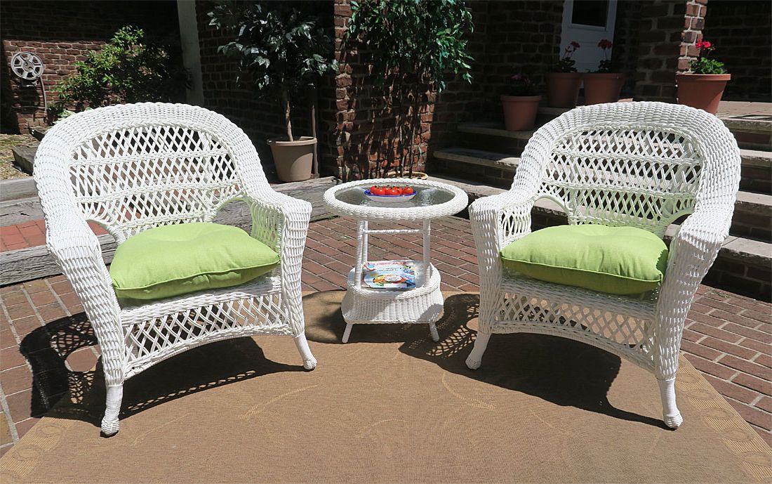 Outdoor Wicker 3 Piece Set Intended For Popular All White Resin Wicker Outdoor Furniture (Photo 8 of 15)