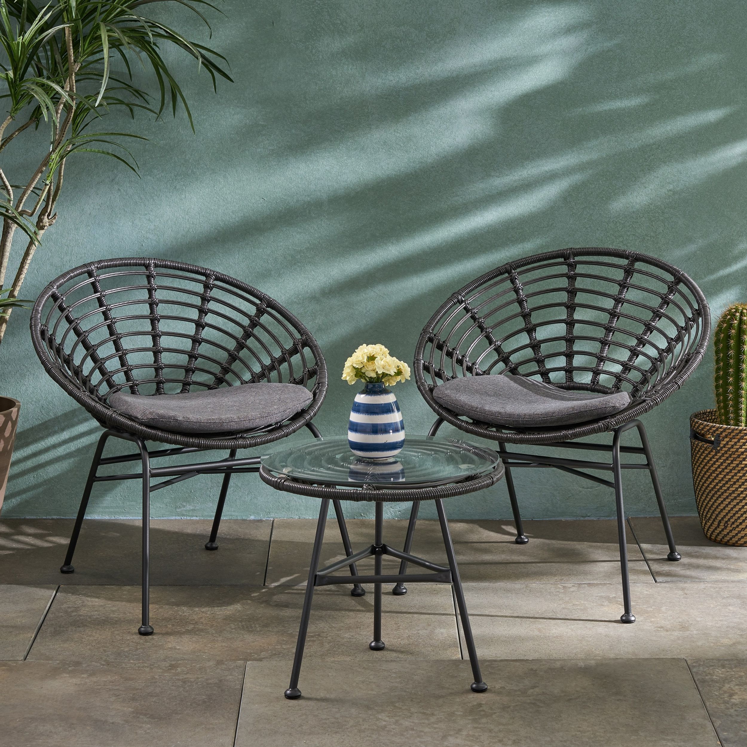 Pigment Outdoor Modern Boho 2 Seater Wicker Chat Set With Side Table Christopher Knight Home – On Sale – Overstock – 28422729 Inside Fashionable 3 Piece Outdoor Boho Wicker Chat Set (Photo 5 of 15)