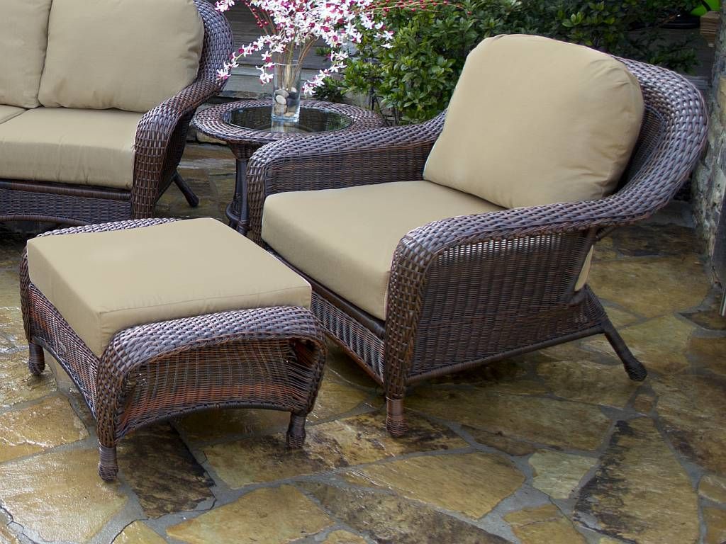 Popular Brown Wicker Chairs With Ottoman Intended For Tortuga Lexington Club Chair & Ottoman – Lex Co (View 2 of 15)