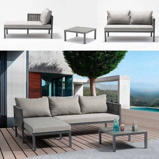 Preferred Cherry Model Outdoor Set With Double Bench Sofa And Square Coffee Table  Including Seat And Back Cushions With Regard To Cushions & Coffee Table Furniture Couch Set (Photo 2 of 15)