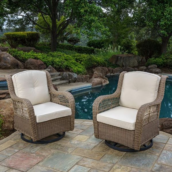 Preferred Tortuga Outdoor Rio Vista Wicker Swivel Glider Outdoor Chair Bundle With  Plush Beige Cushions (2 Patio Furniture Chairs) Rio 2pc Chair – The Home  Depot In 2 Piece Swivel Gliders With Patio Cover (Photo 2 of 15)