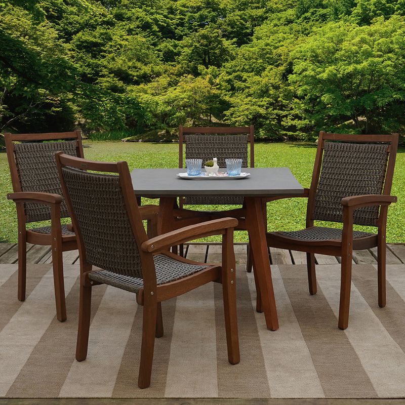 Recent 5 Piece Patio Furniture Set Within Get Eucalyptus 5 Piece All Weather Wicker Outdoor Patio Furniture Dining Set  In Mi At English Gardens Nurseries (View 7 of 15)