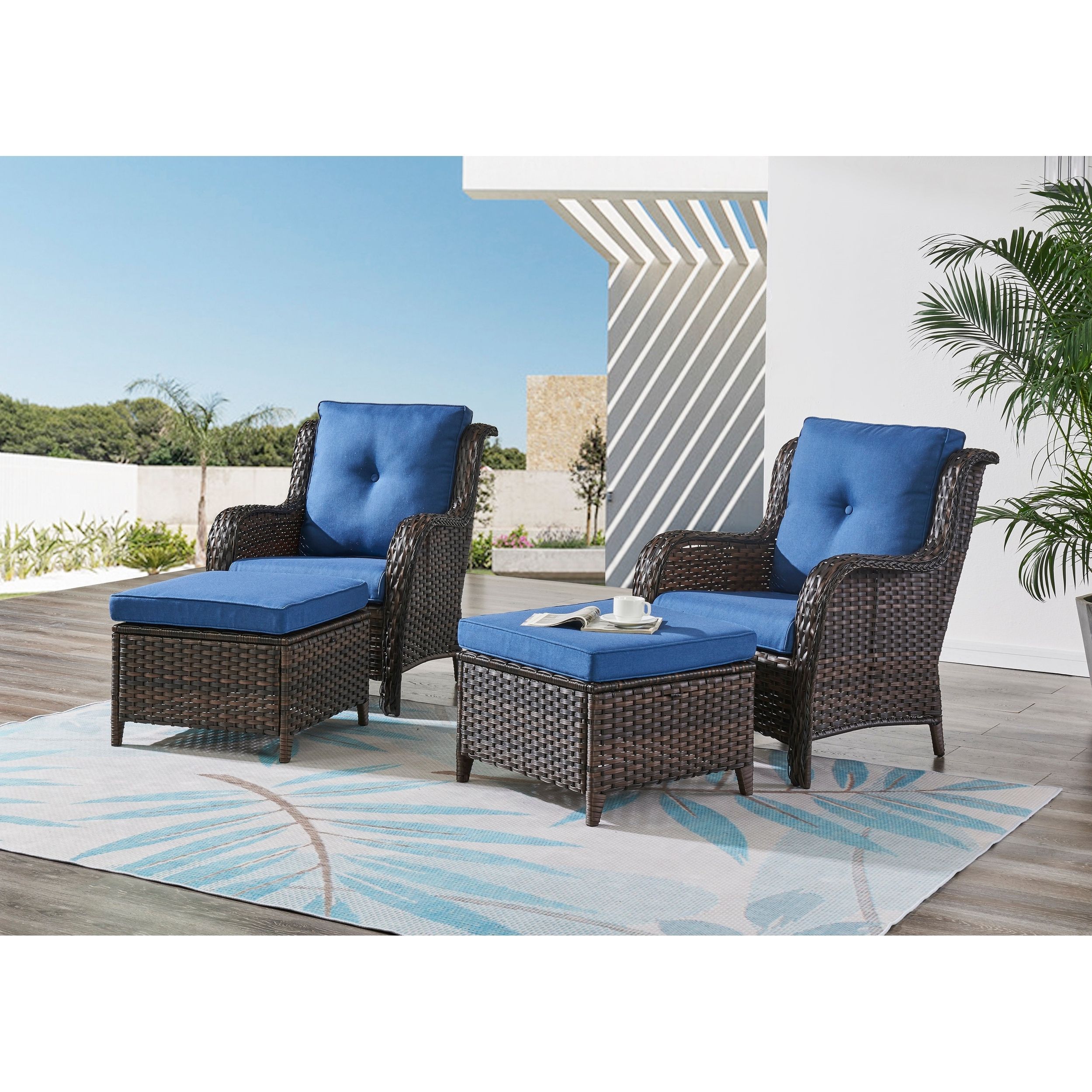 Recent Rilyson Outdoor Chairs With Ottomans Set Of 2 – On Sale – – 36309561 Inside Ottomans Patio Furniture Set (Photo 3 of 12)