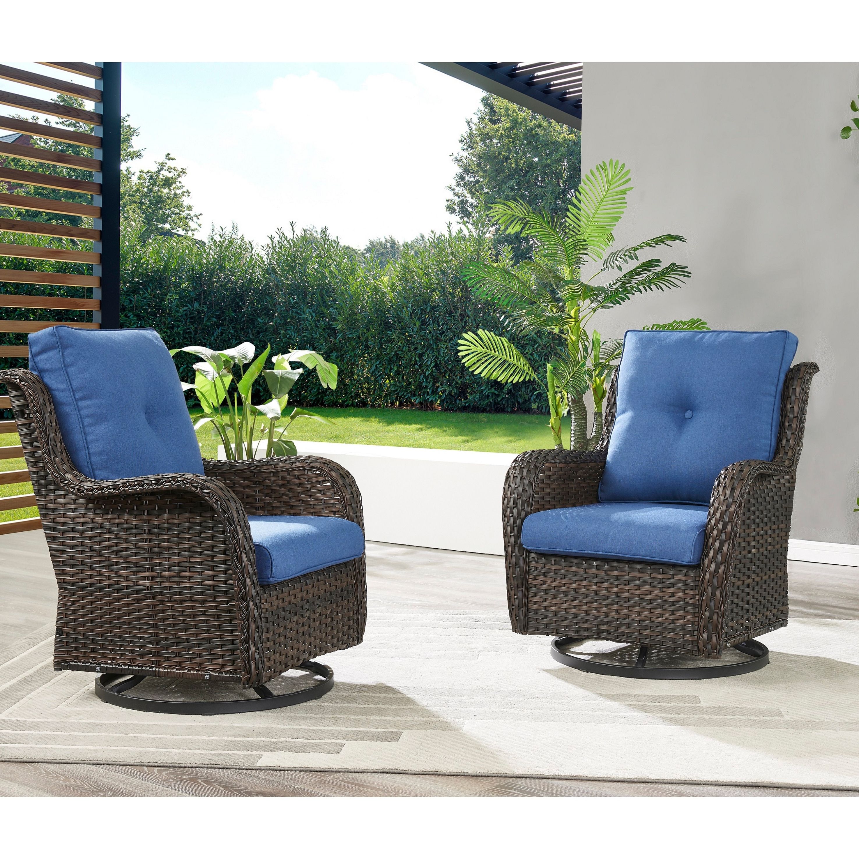 Rilyson Outdoor Wicker Glider Swivel Club Chairs (set Of 2) – On Sale – –  35978146 Within Most Recently Released 2 Piece Swivel Gliders With Patio Cover (Photo 9 of 15)