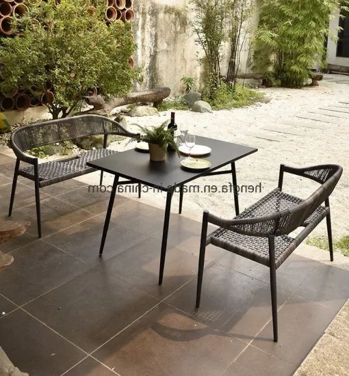 Side Table Iron Frame Patio Furniture Set Within 2019 Modern Patio Courtyard Furniture Sets Outdoor Leisure Iron Frame Tea Table  – China Outdoor Table, Outdoor Chair (View 14 of 15)