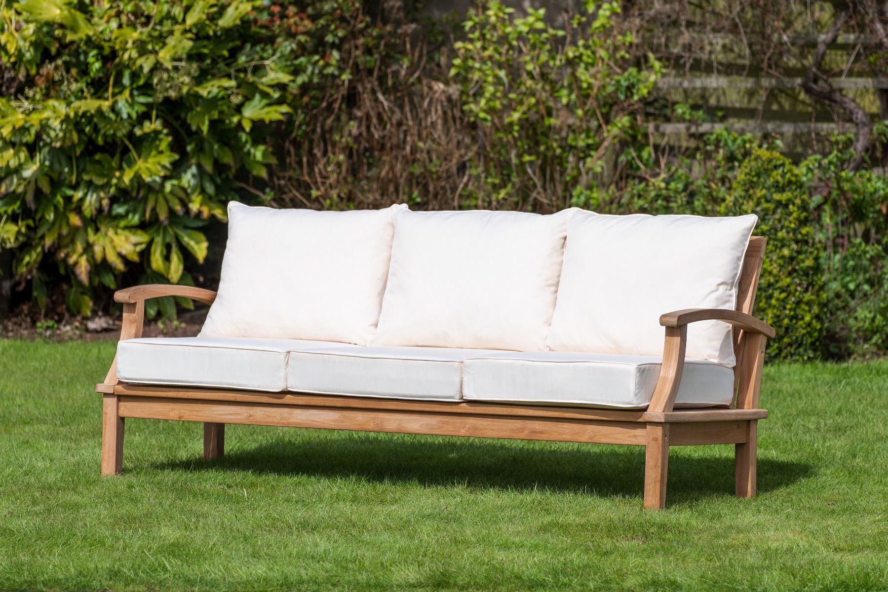 Sloane & Sons Throughout Fashionable Wood Sofa Cushioned Outdoor Garden (Photo 2 of 15)