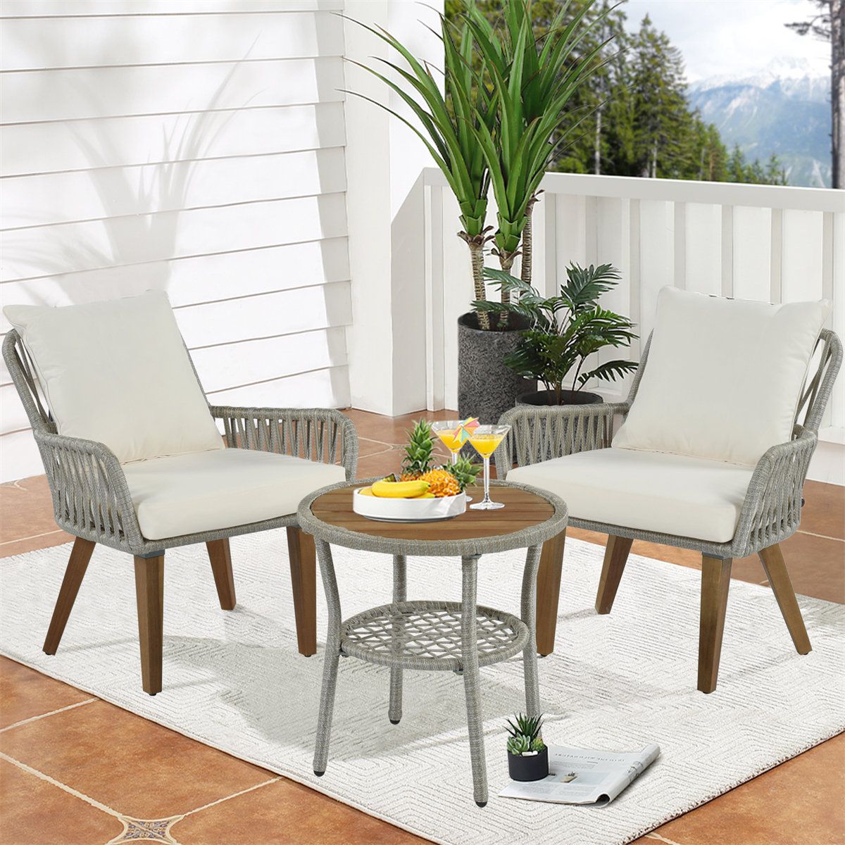 Wayfair Intended For Woven Rope Outdoor 3 Piece Conversation Set (Photo 3 of 15)
