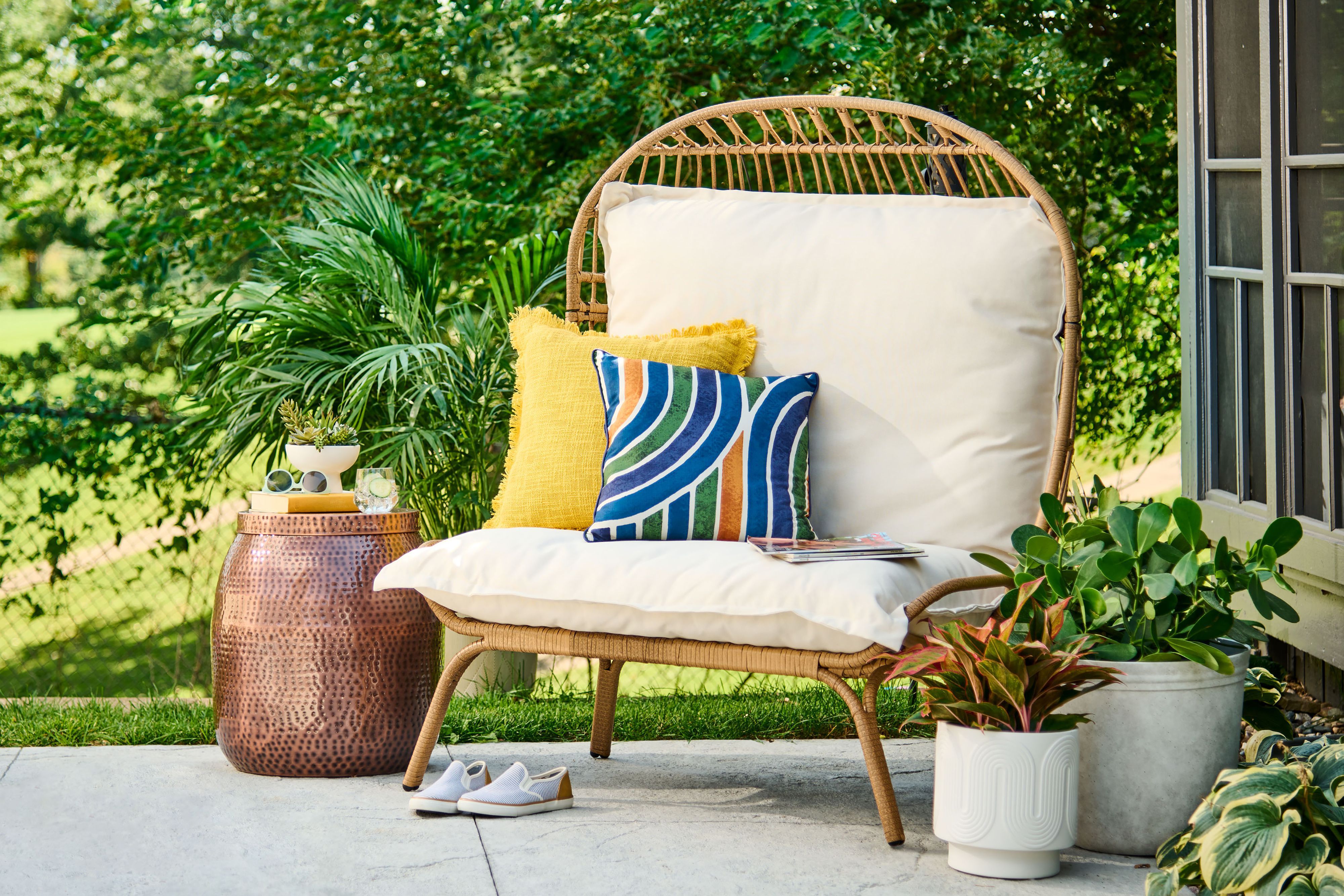We Just Launched A Brand New Patio Collection—here Are 7 Trends To Borrow For Trendy All Weather Wicker Outdoor Cuddle Chair And Ottoman Set (Photo 11 of 15)