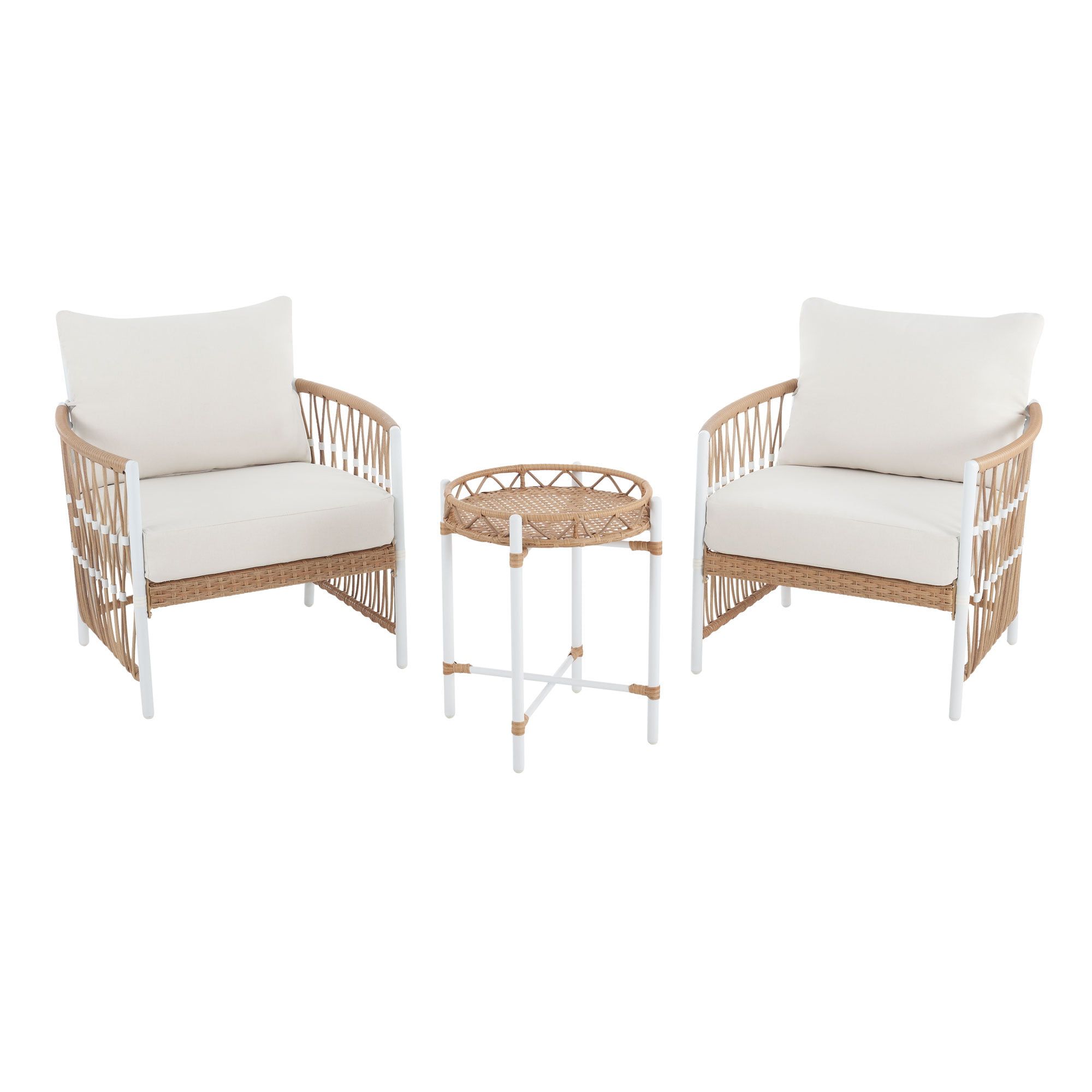 Well Known Buy Better Homes & Gardens Lilah Outdoor Wicker 3 Piece Stationary Chat Set,  Off White Online At Lowest Price In Ubuy France. 984723064 For Outdoor Stationary Chat Set (Photo 11 of 15)