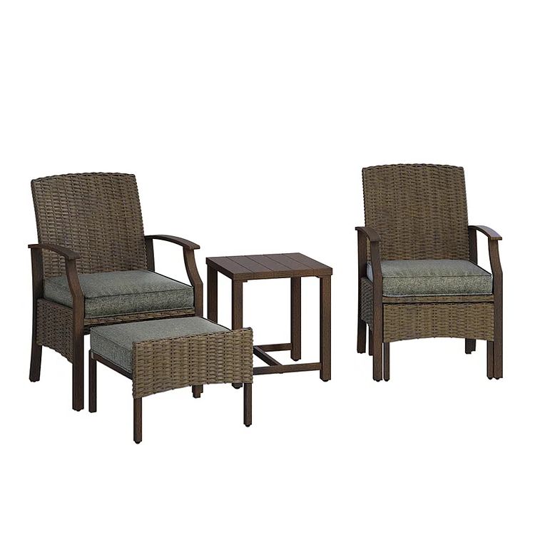 Well Known Grand Patio 5 Pieces Outdoor Patio Furniture Sets Weather Resistant Wicker Outdoor  Chairs With Ottomans And Coffee Tables Intended For Ottomans Patio Furniture Set (View 8 of 12)
