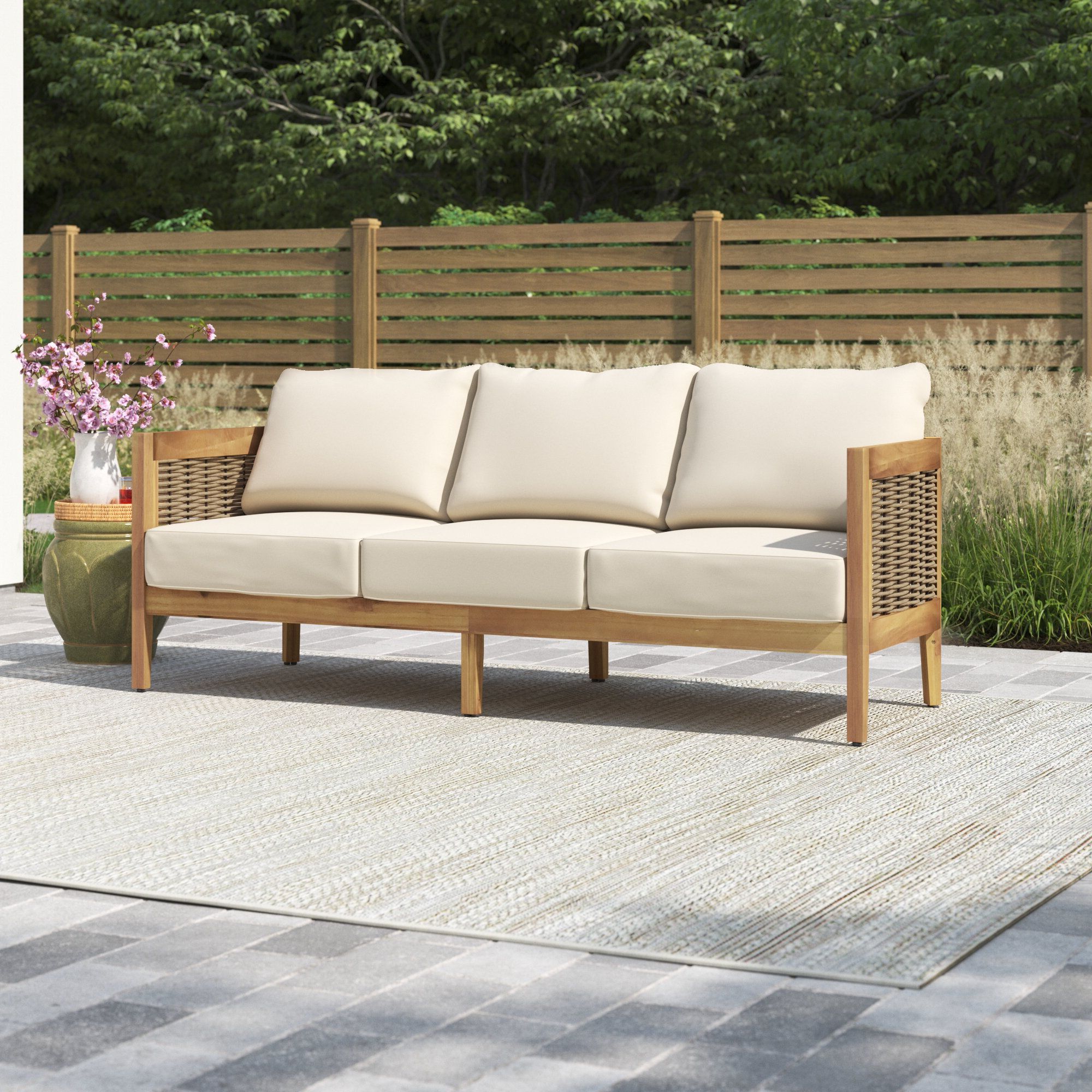 Well Liked Sand & Stable Jacie 76.5'' Acacia Outdoor Patio Sofa & Reviews (Photo 11 of 15)