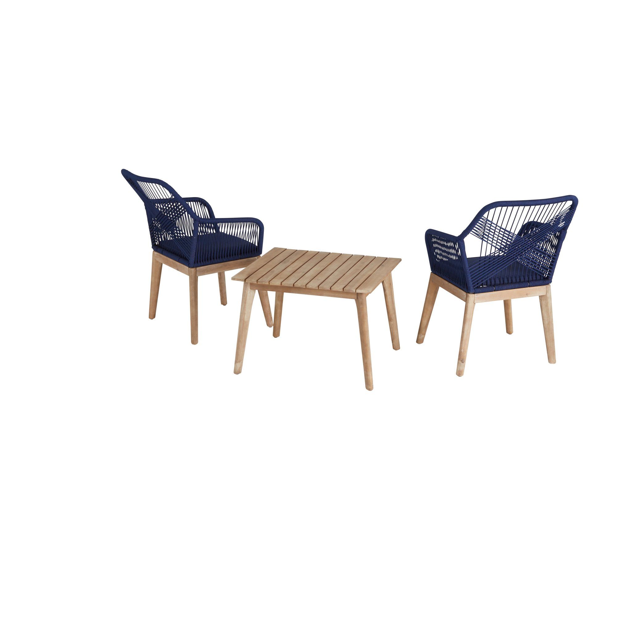 Well Liked Woven Rope Outdoor 3 Piece Conversation Set In Gap Home Woven Rope Outdoor 3 Piece Conversation Set, Navy – Walmart (Photo 5 of 15)
