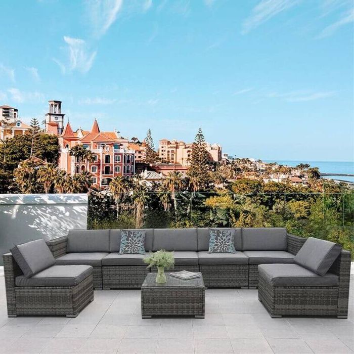 Widely Used 8 Piece Patio Rattan Outdoor Furniture Set In 8 Piece Patio Set (Photo 8 of 15)
