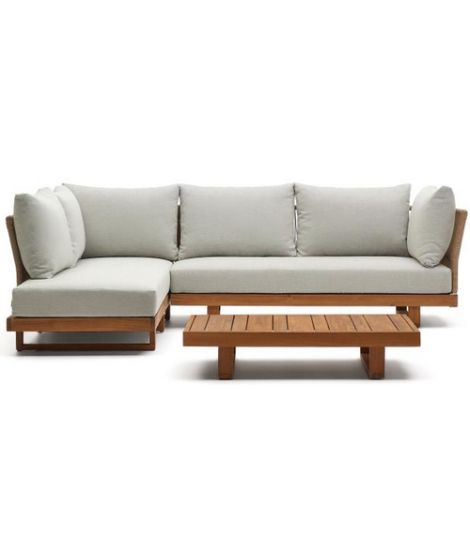 Widely Used Cushions & Coffee Table Furniture Couch Set Intended For August Corner Sofa Set 265x200 And Coffee Table In Solid Acacia Wood And  Rope And Cushions Included For Outdoor Or Indoor (View 6 of 15)