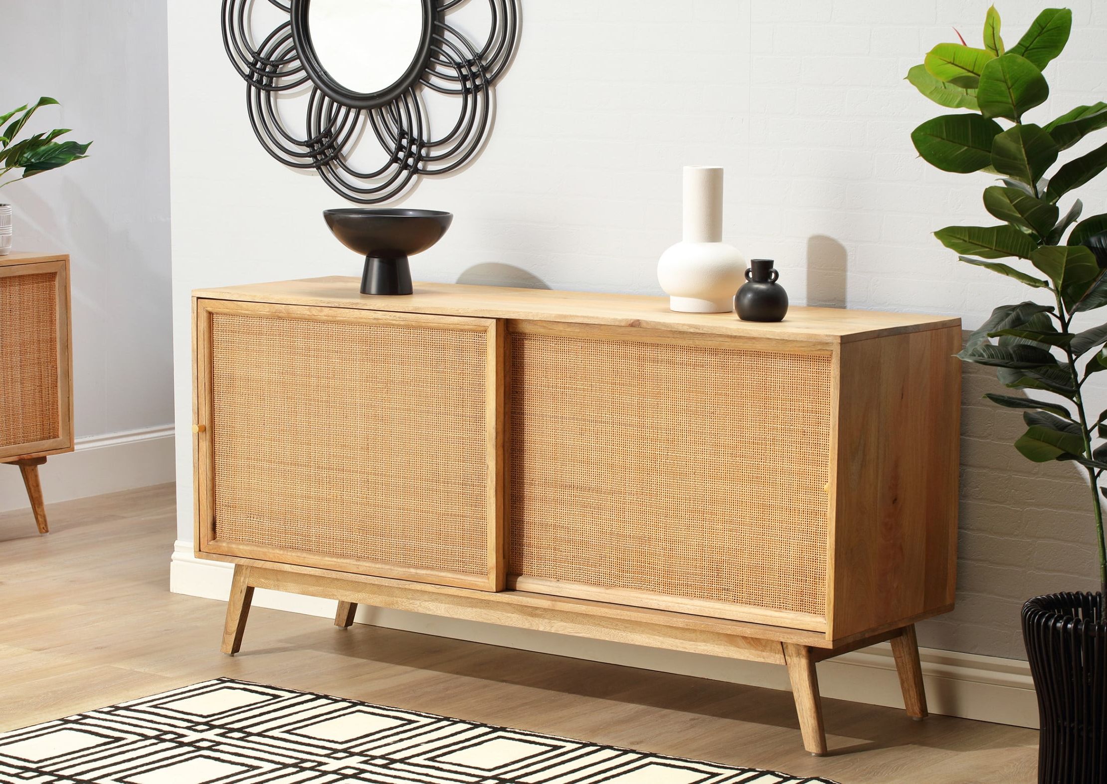 2019 Assembled Rattan Sideboards Intended For Manhattan Mango Wood Sideboard With Natural Rattan Doors (Photo 10 of 15)