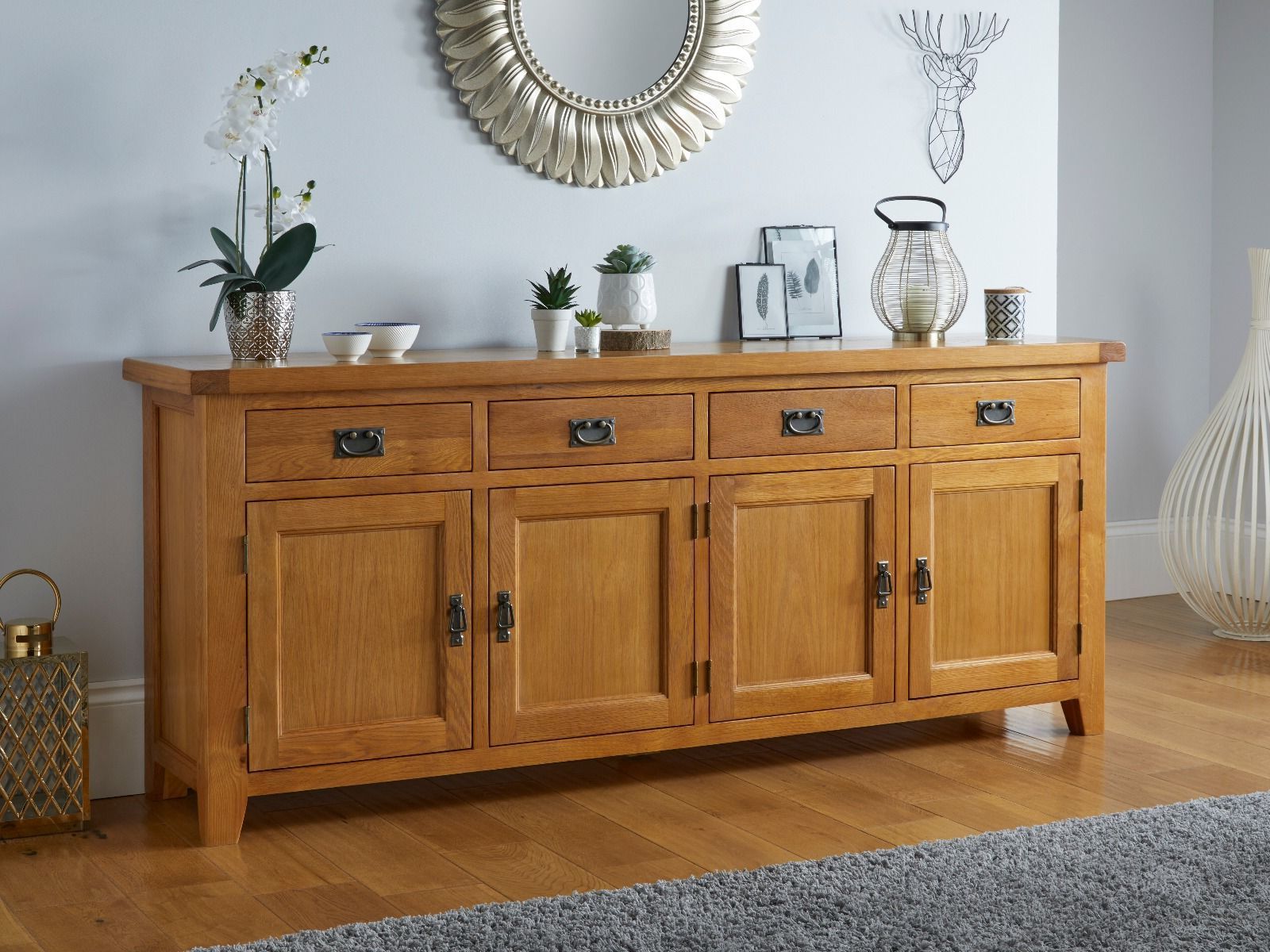 4 Door Sideboards With Regard To Well Liked Large Country Oak Sideboard 200cm – Free Delivery (View 11 of 15)