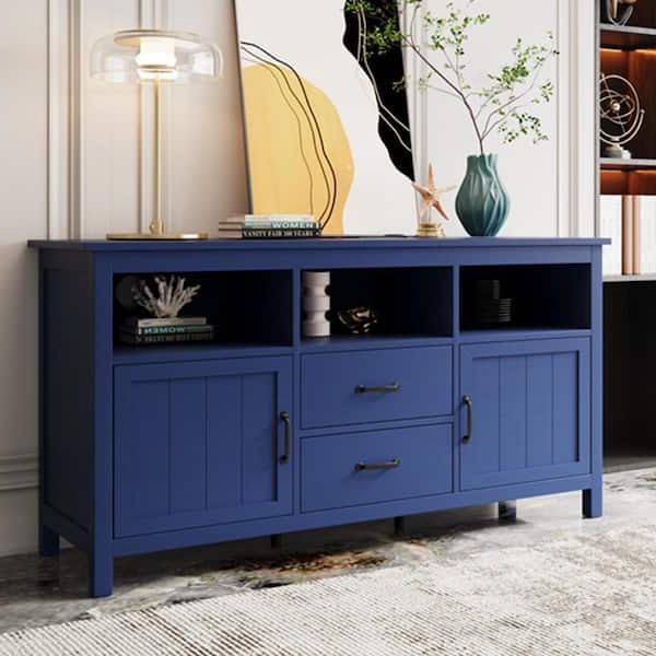 Best And Newest Navy Blue Sideboards Pertaining To Athmile Navy Blue Sideboard With Cabinet And Drawers Gzx B2w20221133 – The  Home Depot (Photo 2 of 15)