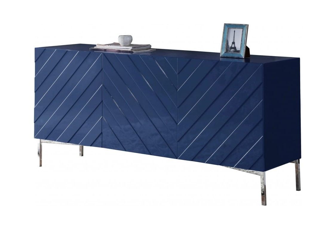 Collette Navy Blue Wood Sideboard Buffetmeridian Furniture In Well Known Navy Blue Sideboards (View 13 of 15)