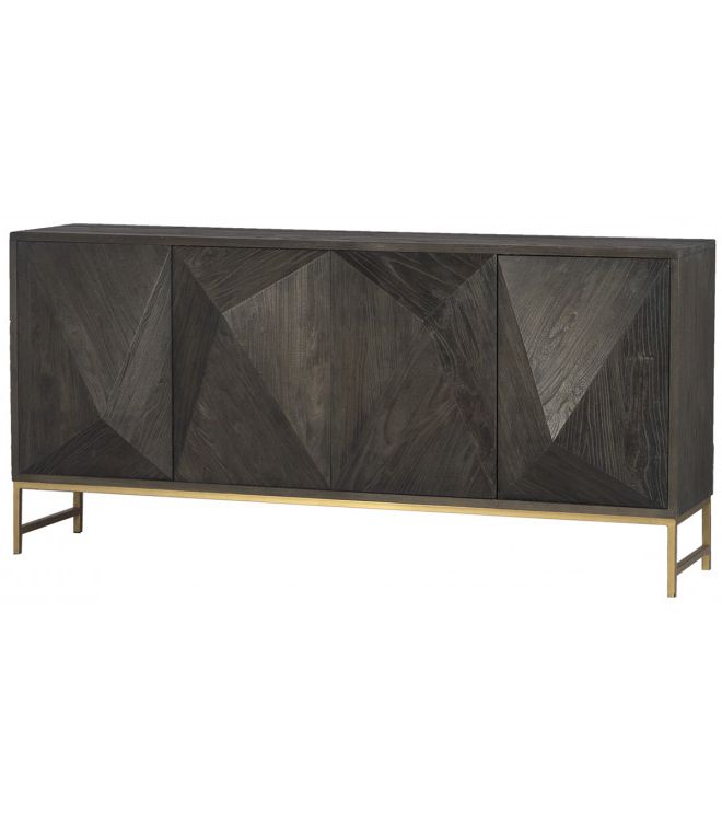 Dark Wood Geometric Block Design Buffet Sideboard Regarding Most Popular Geometric Sideboards (View 2 of 15)