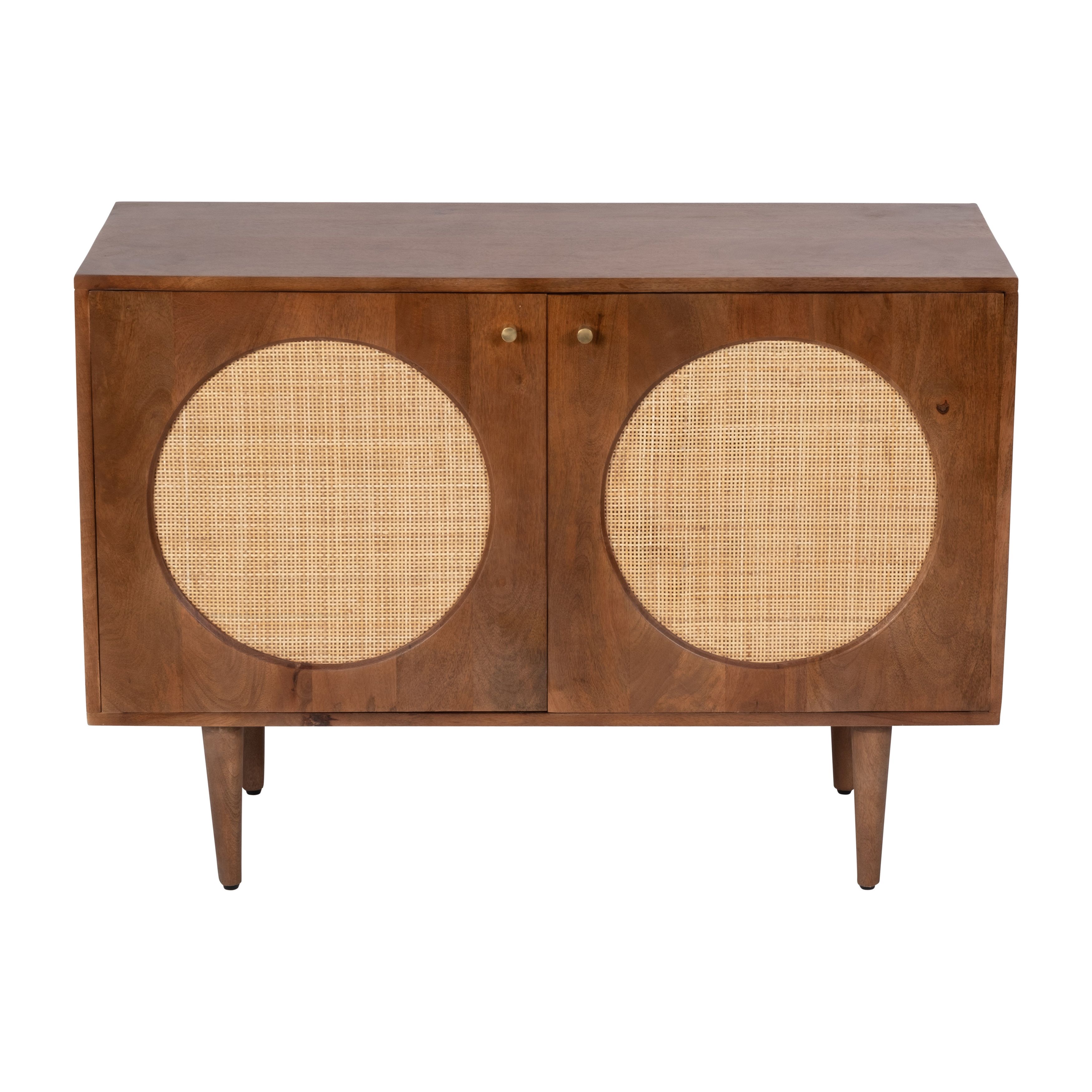 Farber 28"h Wood 2 Door Sideboard In Brown Finish With Mango Wood, Mdf And  Cane Construction As A Rustic And Stylish Console Cabinet (View 12 of 15)